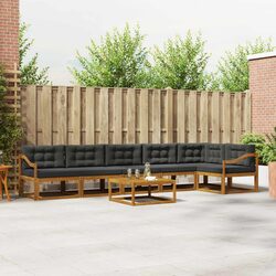 7-Piece Outdoor Sectional Sofa Set - Acacia Wood, Modular Design