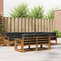 Outdoor Sectional Sofa Set 7 Piece Modular Garden Patio Furniture Brown Cushion