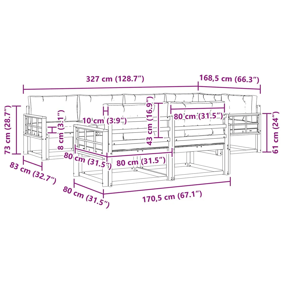 7-Piece Modular Outdoor Sectional Sofa Set