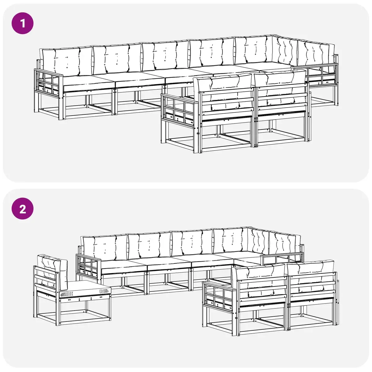 8-Piece Modular Outdoor Sectional Sofa Set