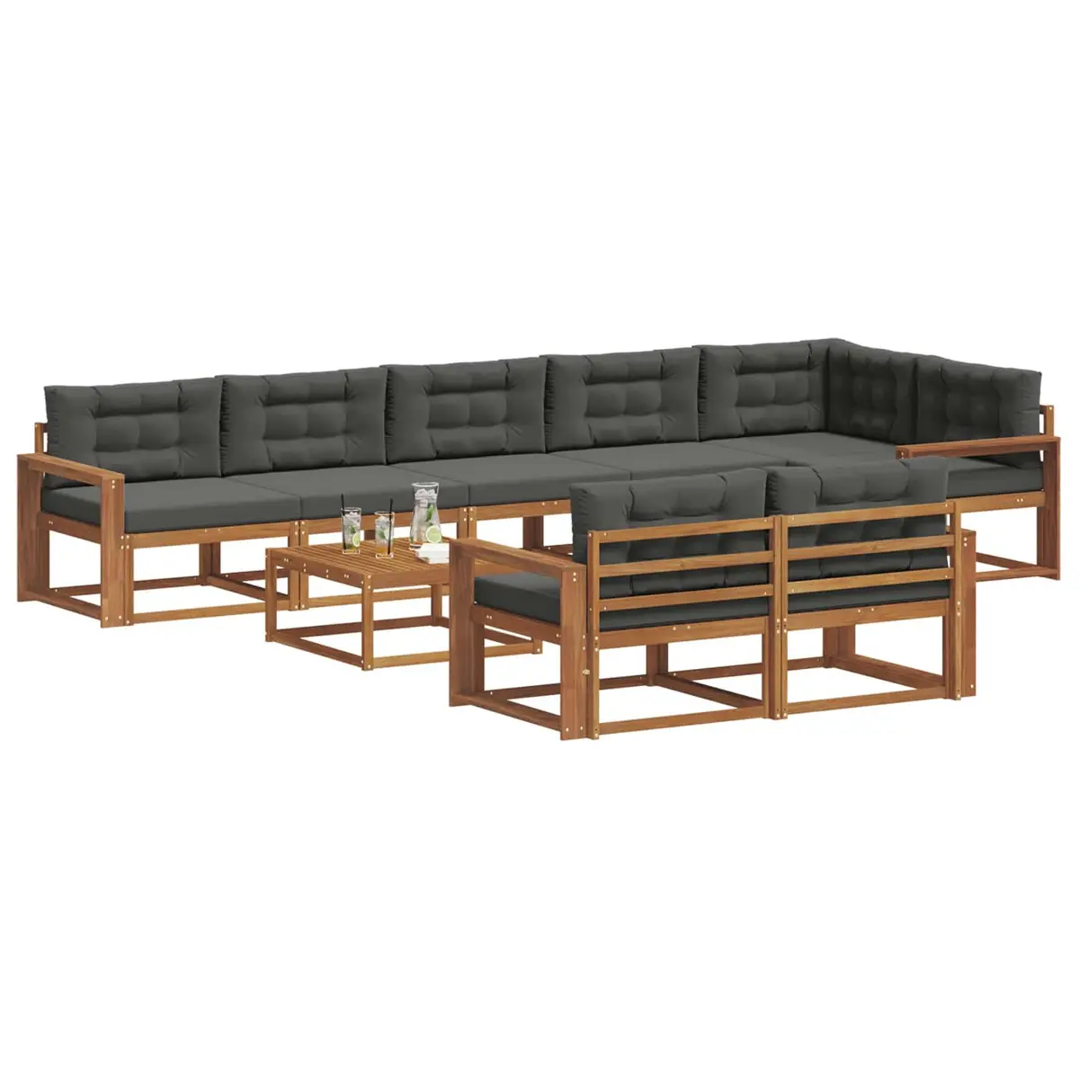 Outdoor Sectional Sofa Set 9 Piece Modular Garden Patio Furniture
