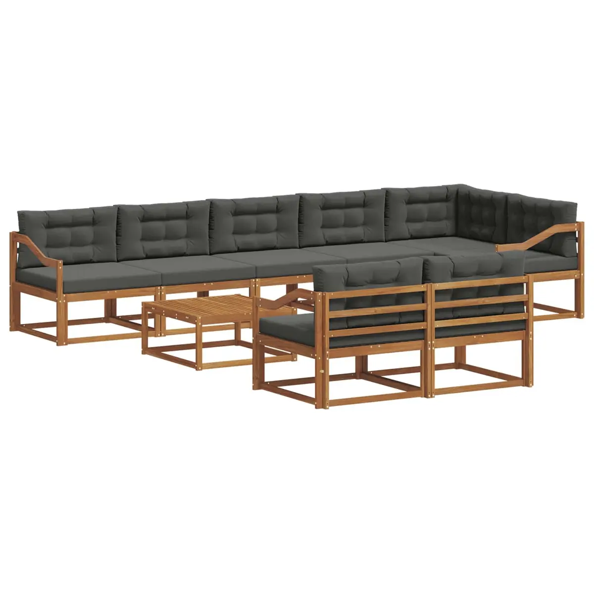 Outdoor Sectional Sofa Set 9 Piece Modular Garden Patio Furniture with Cushions