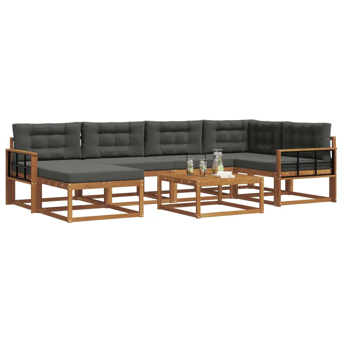 Outdoor Sofa Set Modular Sectional Garden Patio Furniture with Cushions 7 Pieces