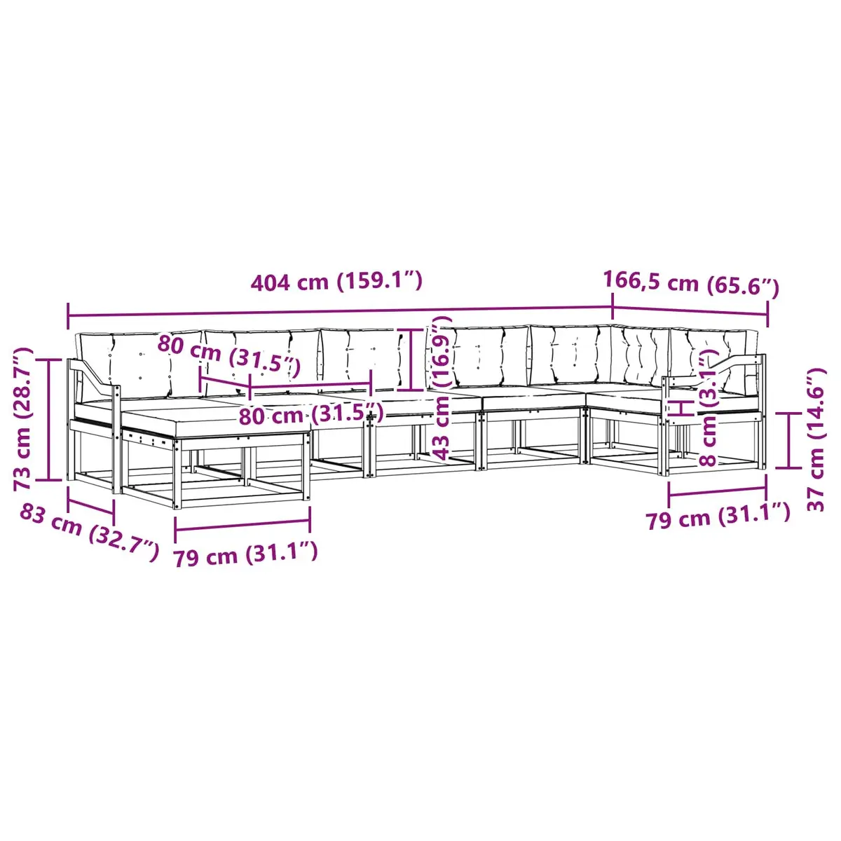 7-Piece Modular Outdoor Sofa Set