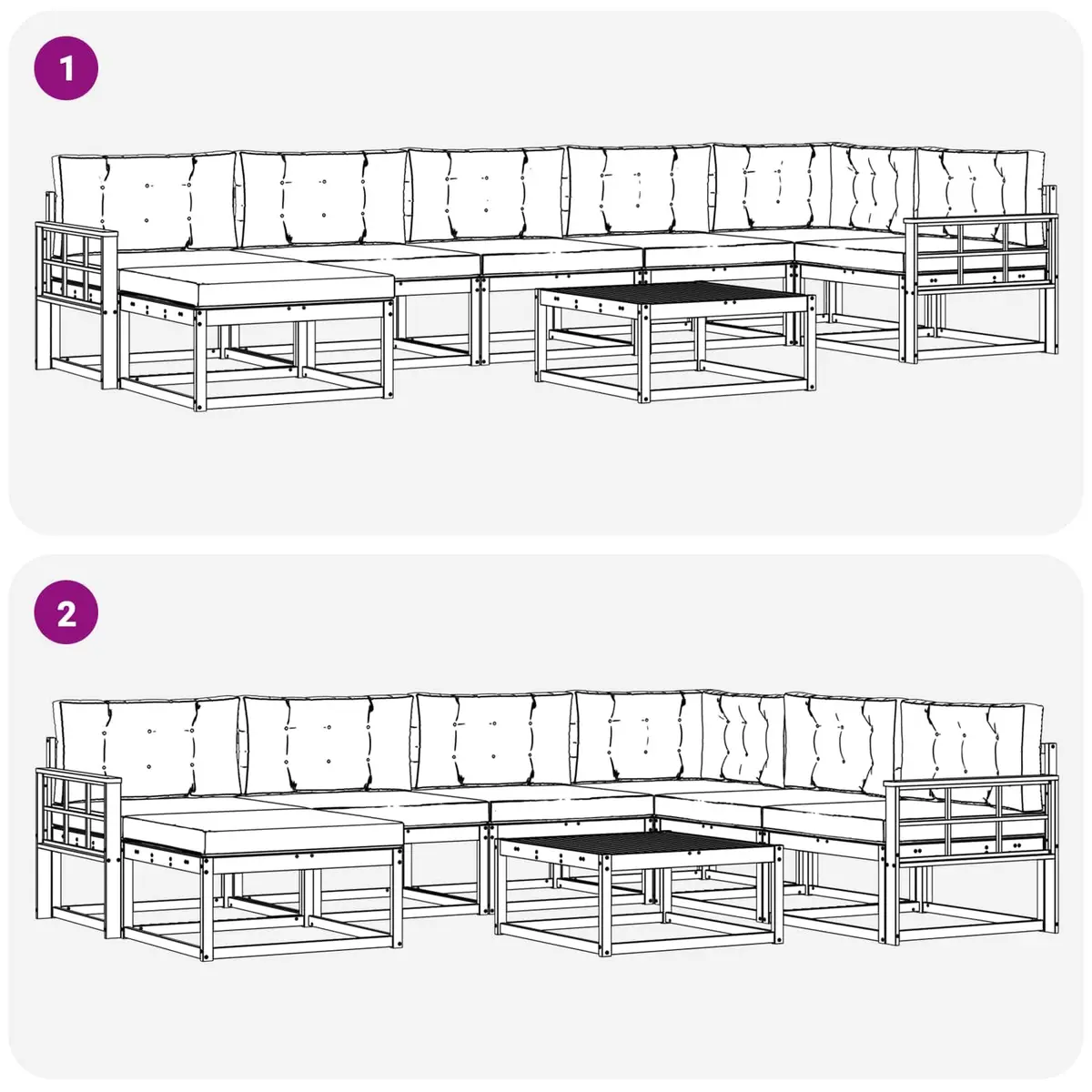 Outdoor Sectional Sofa Set for Garden Patio 8 Piece