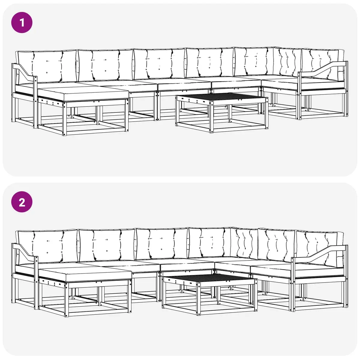 Outdoor Sectional Sofa Set for Garden Patio 8 Pieces