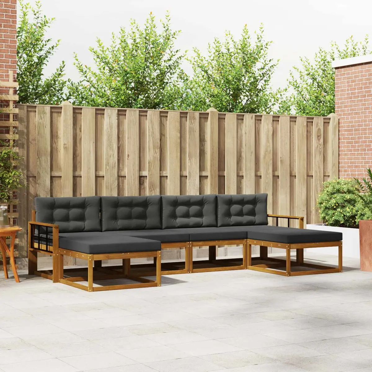 Brown 6-Piece Patio Lounge Sofa Set