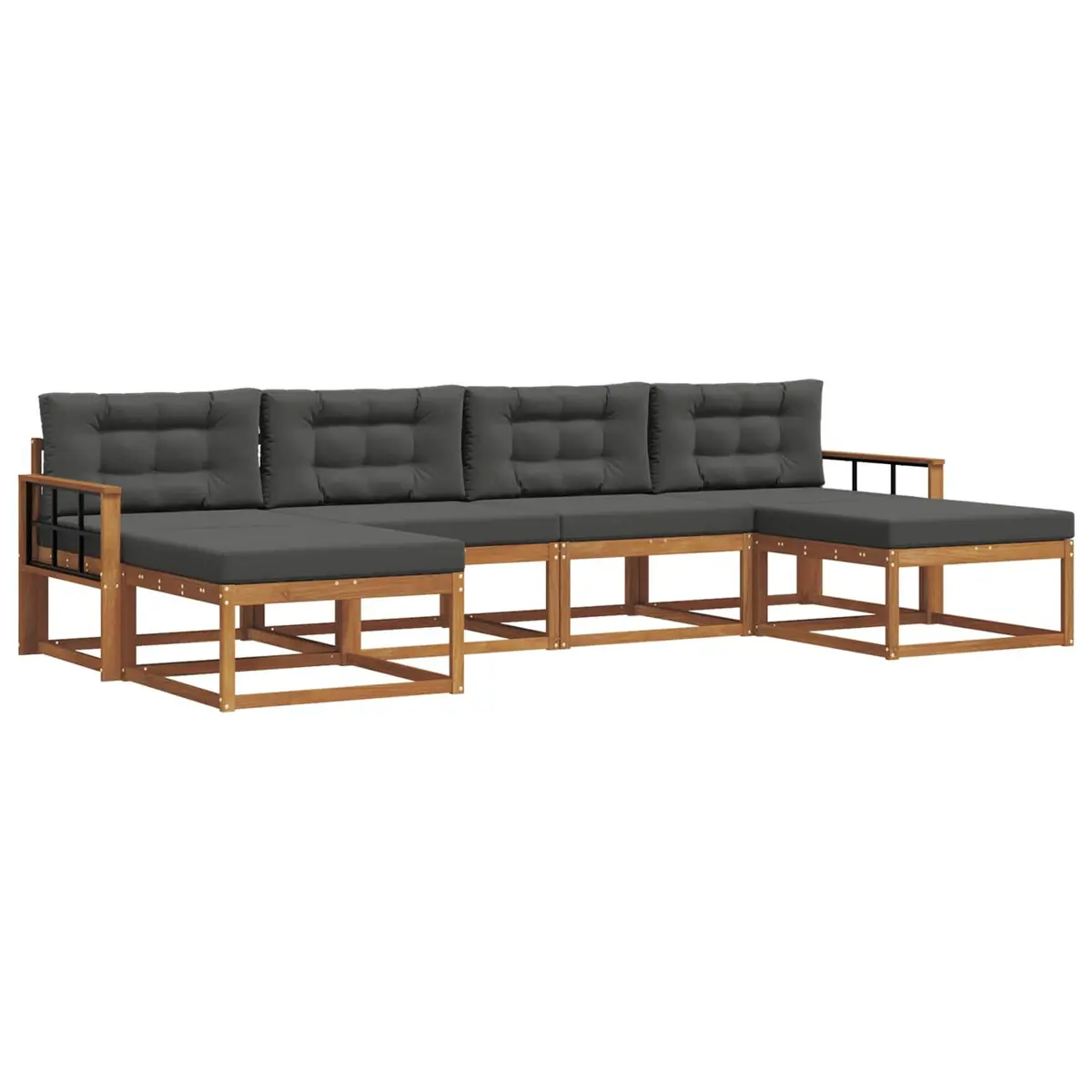 Brown 6-Piece Patio Lounge Sofa Set