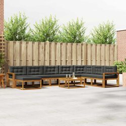 Outdoor Sectional Sofa Set 9 Piece Garden Patio Furniture with Cushions Brown