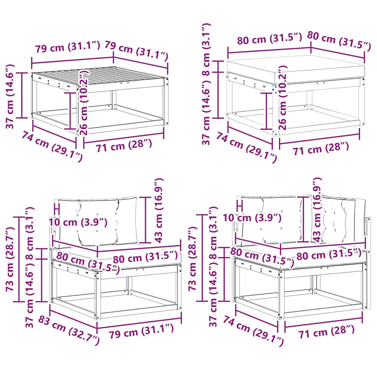 9-Piece Outdoor Sectional Sofa Set