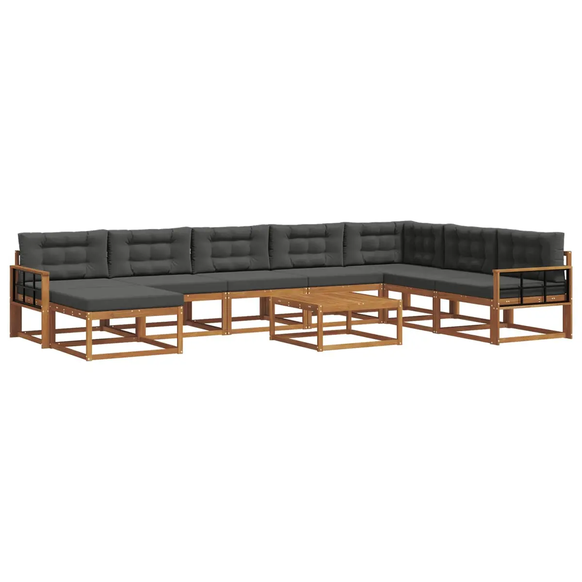 Outdoor Sectional Sofa Set 9-Piece Garden Furniture Patio Lounge with Cushions