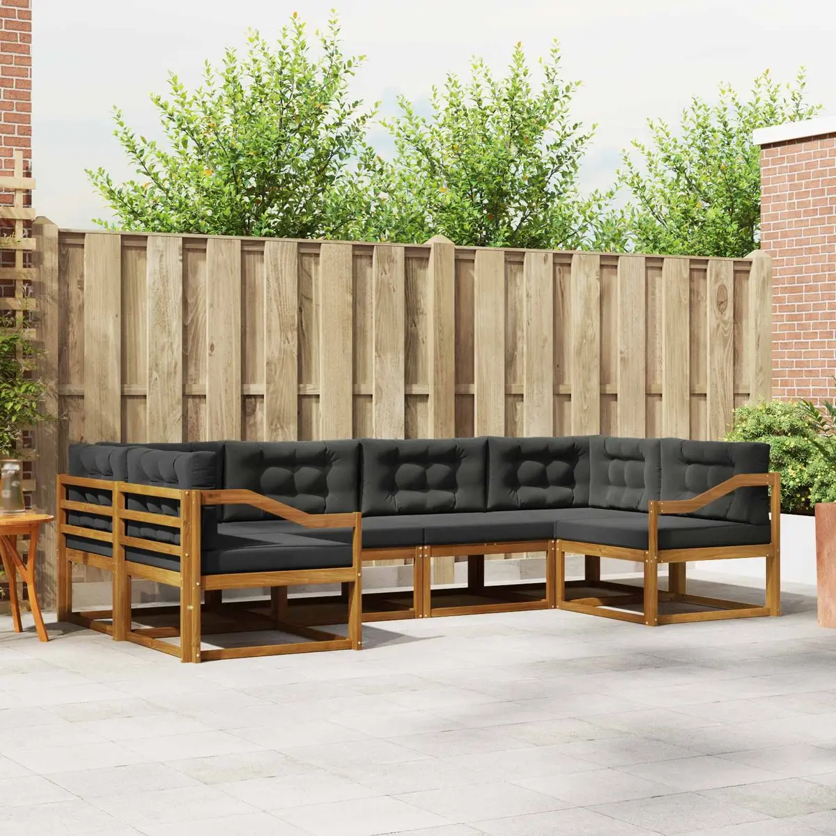 Outdoor Sectional Sofa Set 6 Piece Garden Patio Furniture with Cushions Brown