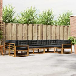 Outdoor Sectional Sofa Set 7 Piece Garden Patio Furniture with Cushions Brown