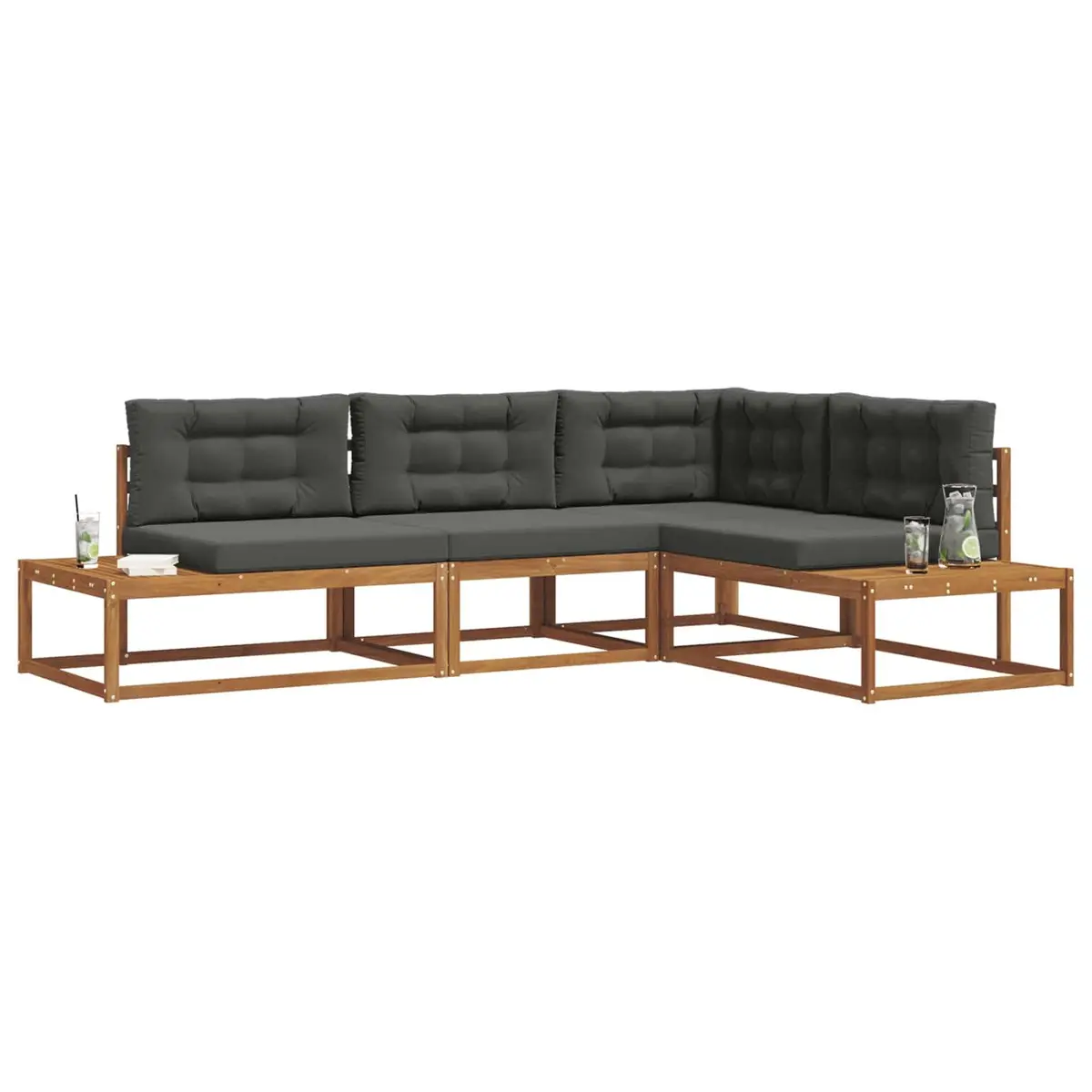 Outdoor Sectional Sofa Set Modern Garden Patio Furniture Brown Lounge Seating