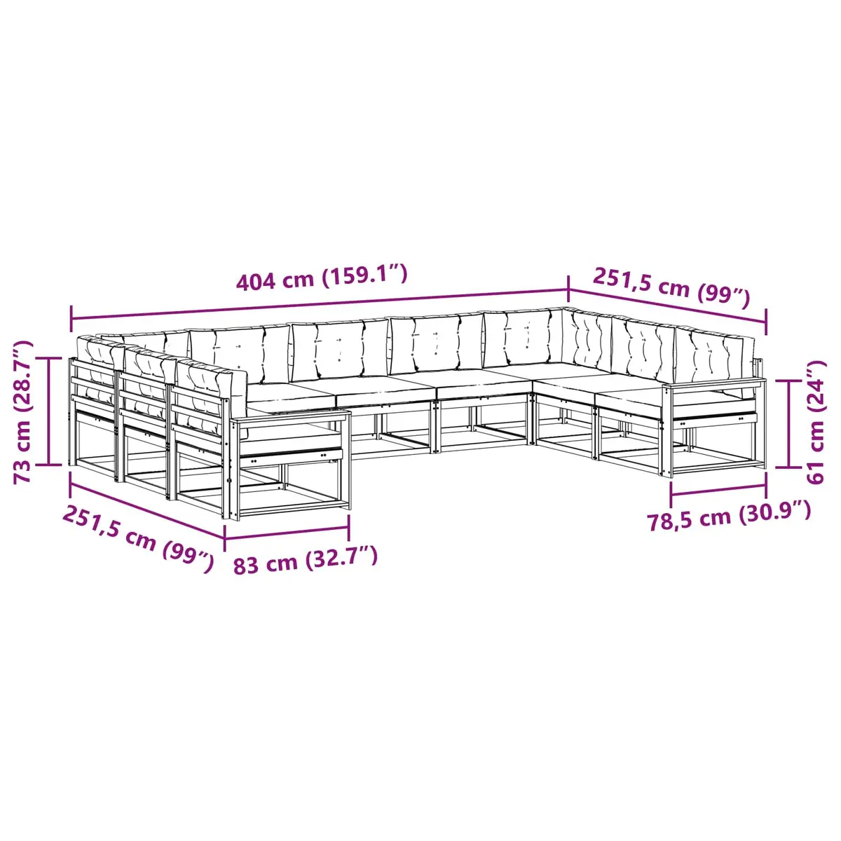 9-Piece Outdoor Sectional Sofa Set