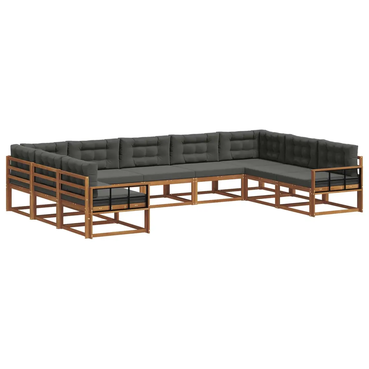 Outdoor Sectional Sofa Set 9 Pieces Garden Patio Furniture Lounge with Cushions
