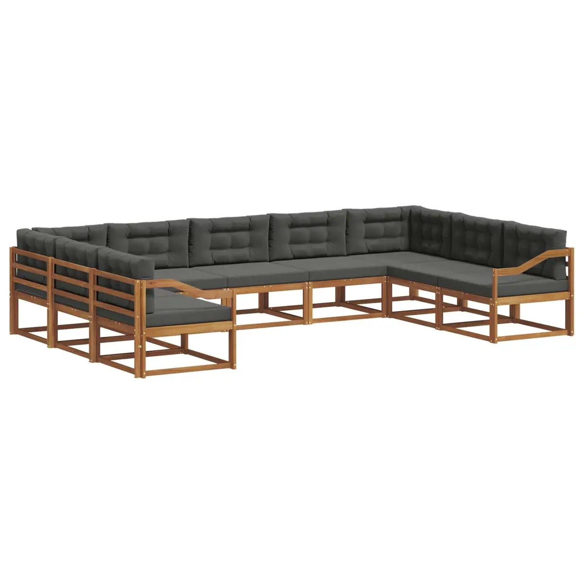 Outdoor Sectional Sofa Set 9 Pieces Garden Patio Furniture with Cushions Brown