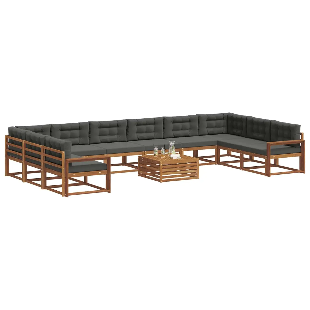 Outdoor Sectional Sofa Set 11 Piece Patio Garden Furniture Cushioned Lounge