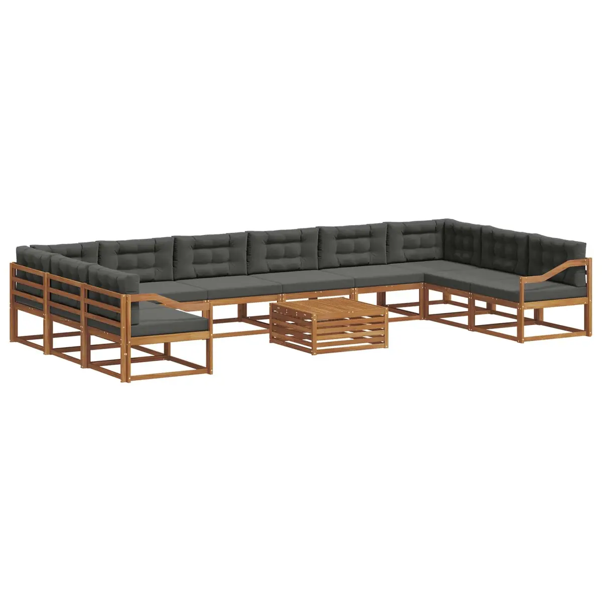 Outdoor Sectional Sofa Set for Garden Patio 11 Pieces Brown