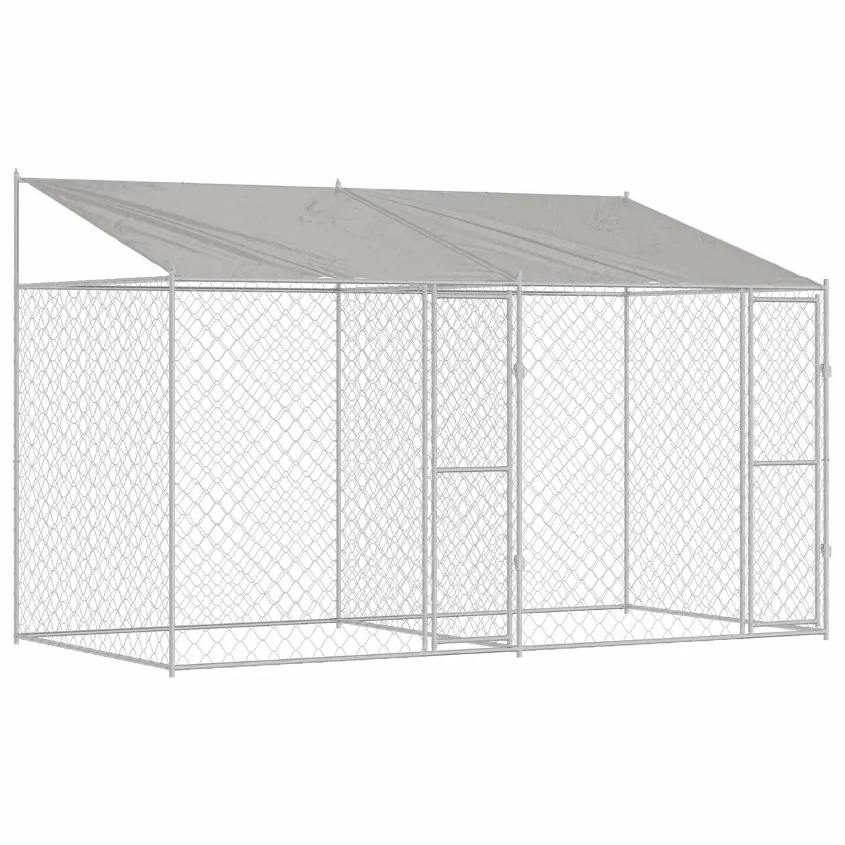 Dog Cage Outdoor 400 x 200 x 256 cm Silver