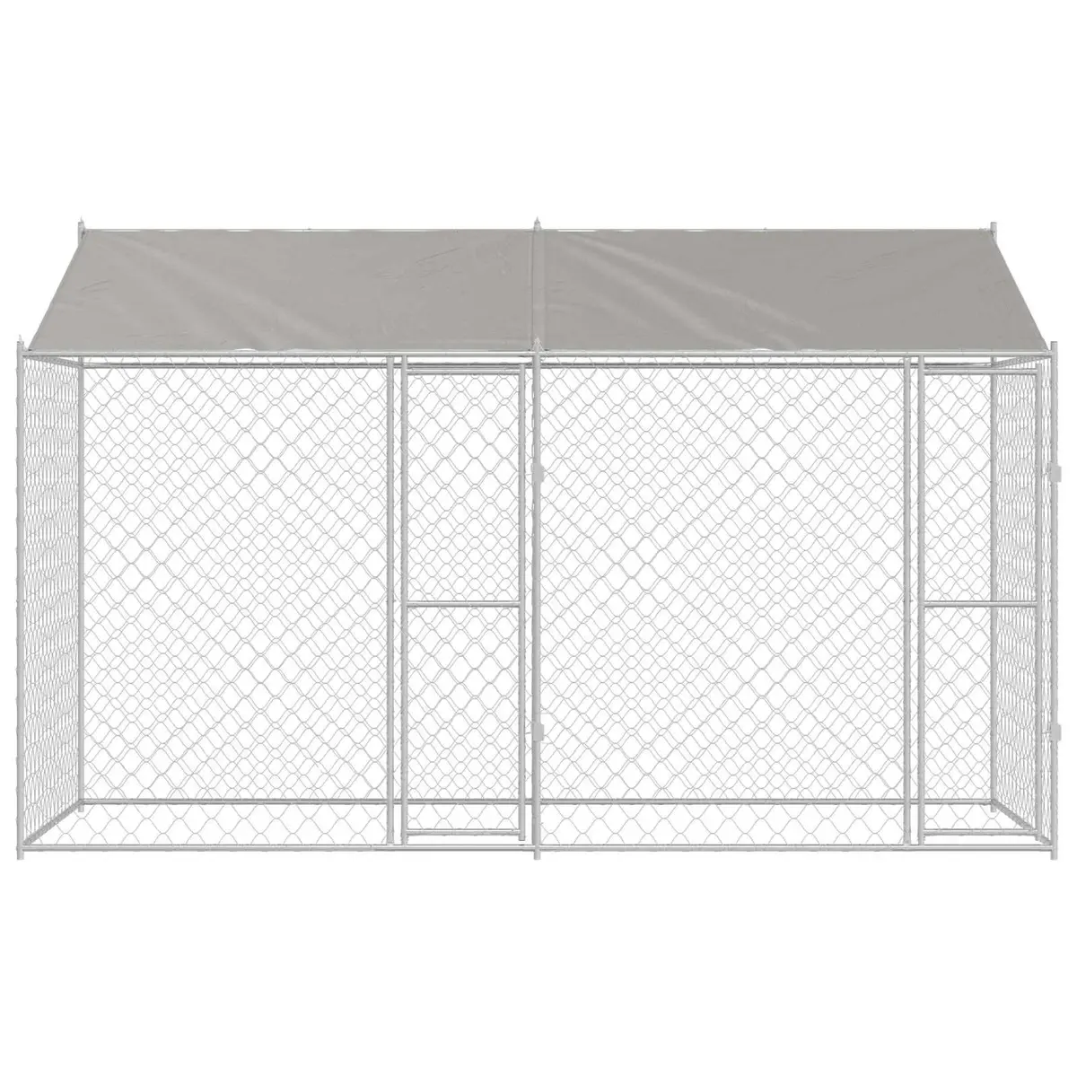 Dog Cage Outdoor 400 x 200 x 256 cm Silver