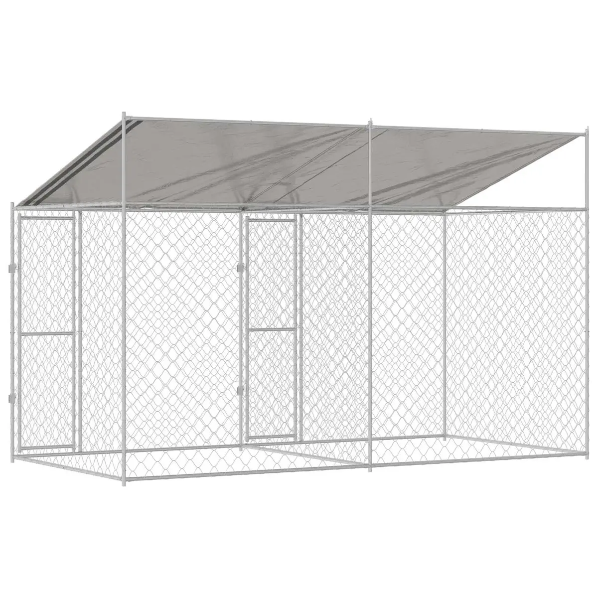 Dog Cage Outdoor 400 x 200 x 256 cm Silver