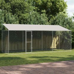 Dog Cage with Roof - 600 x 200 x 256 cm Steel Kennel