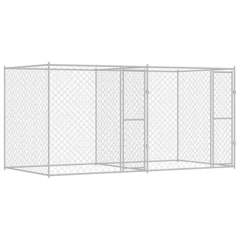 Dog Cage Outdoor Large Breed 400x200x200cm Silver Galvanised Steel