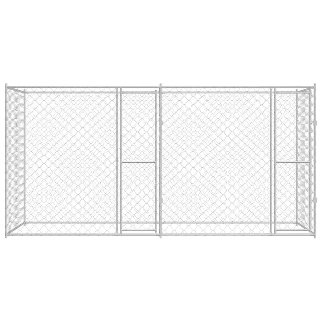 Dog Cage Outdoor Large Breed 400x200x200cm Silver Galvanised Steel