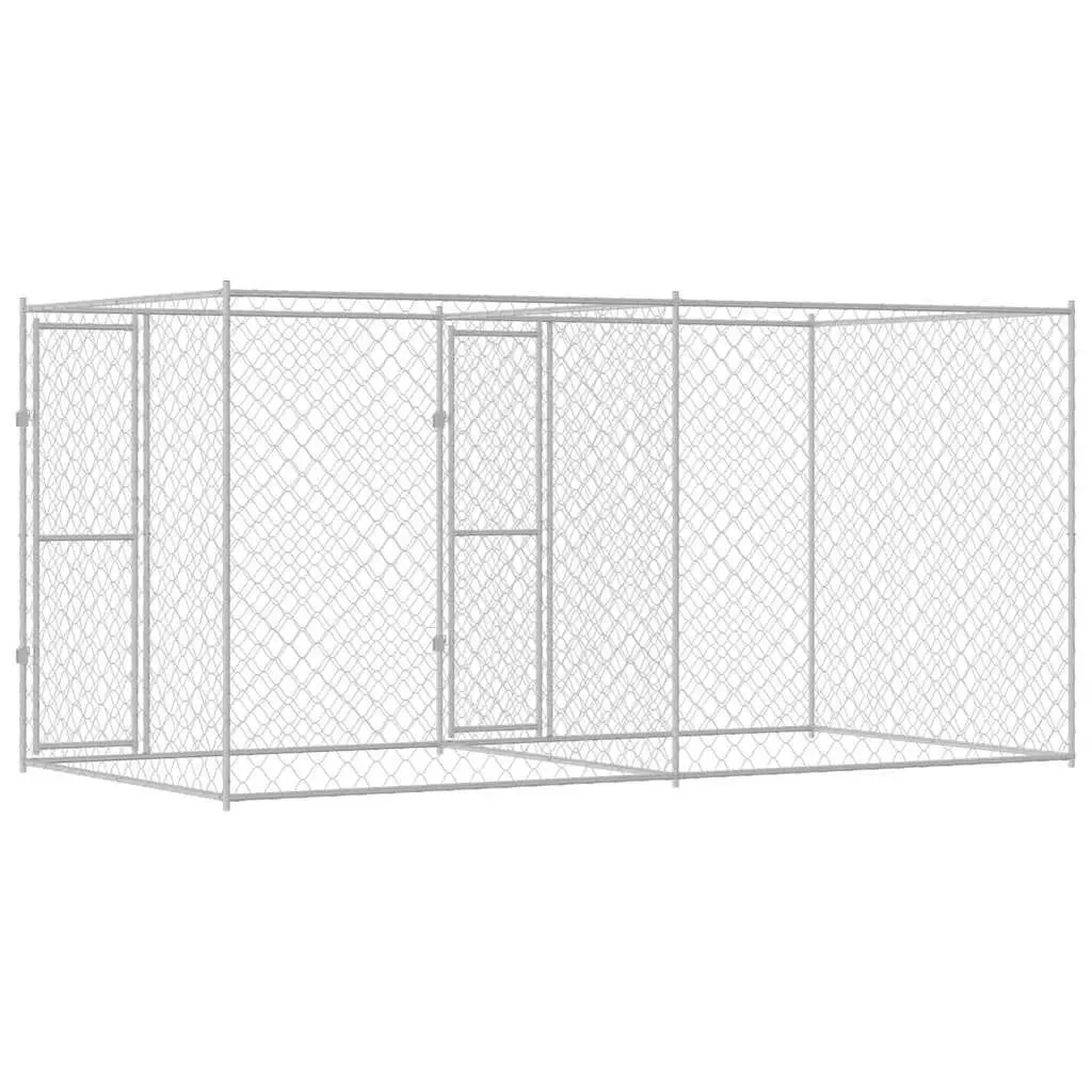 Dog Cage Outdoor Large Breed 400x200x200cm Silver Galvanised Steel