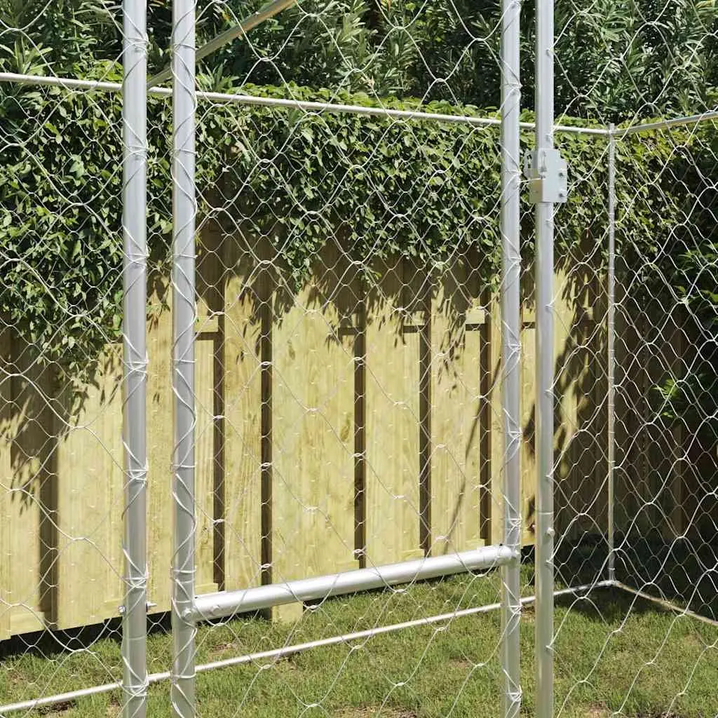 Dog Cage Silver 400 x 200 x 200 cm Galvanised Steel Outdoor Pet Kennel Run