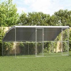 Dog Kennel Set 2 pcs Silver Steel 4 x 2 x 2 m Specifications