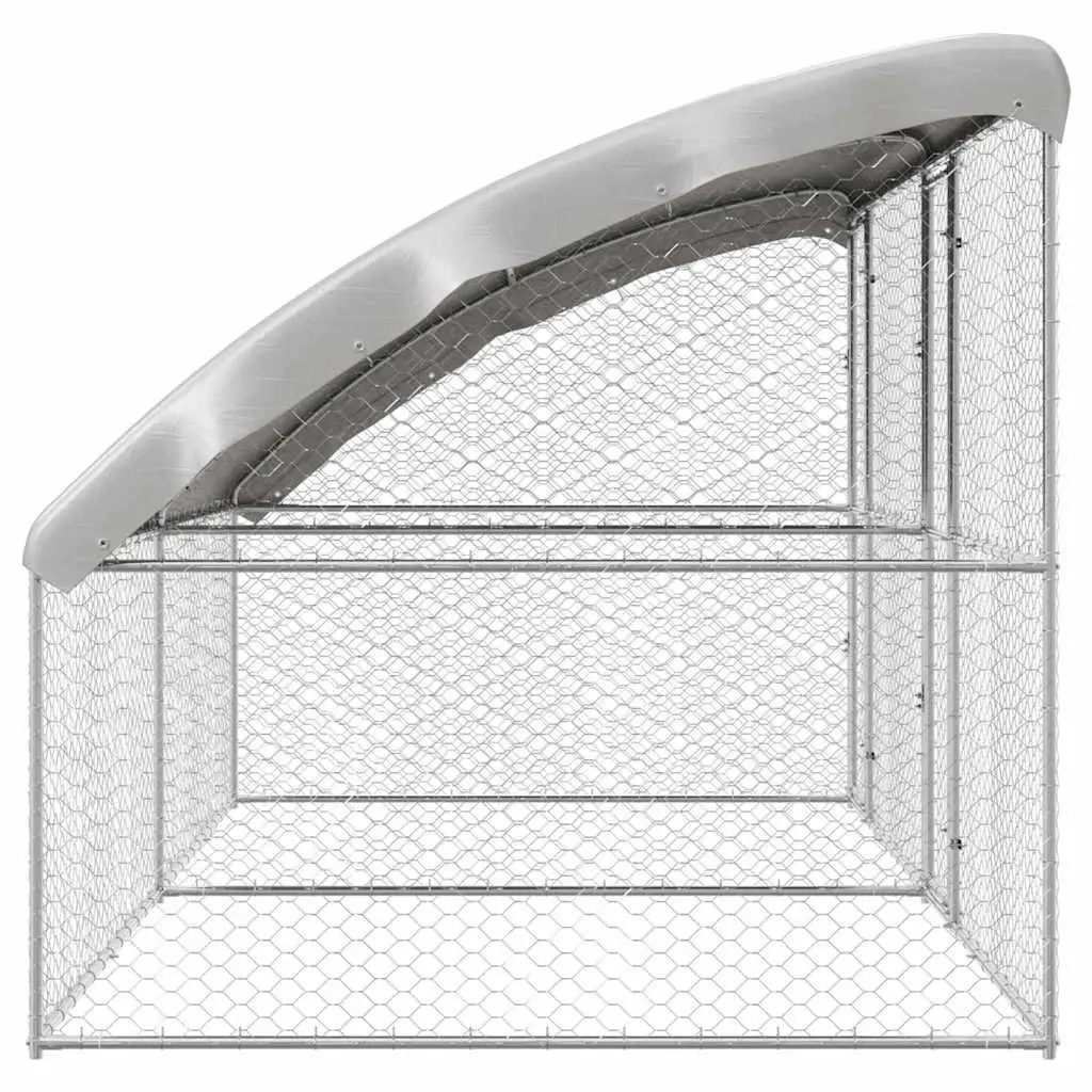 Dog Kennel Outdoor 2 Piece 4 x 2 x 2 m Galvanised Steel Pet Run Enclosure