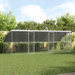 Dog Kennel 3 pcs Silver 6 x 2 x 2 m Outdoor Galvanised Steel Run Enclosure