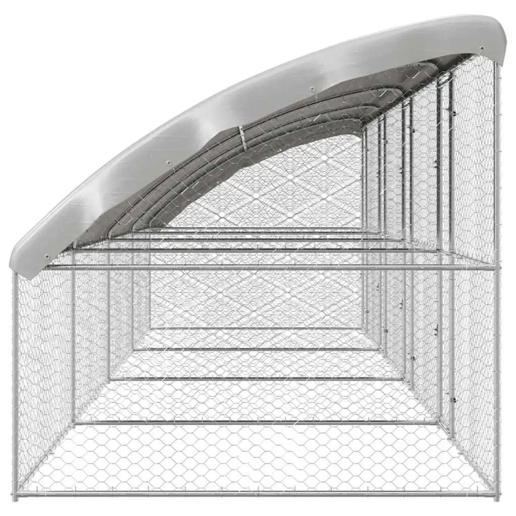 Dog Kennel 4 pcs Silver 8 x 2 x 2 m Galvanised Steel Frame Outdoor Pet Run