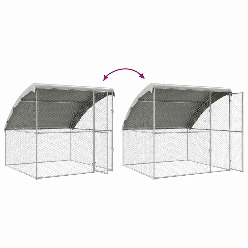 Dog Kennel 4 pcs Silver 8 x 2 x 2 m Galvanised Steel Frame Outdoor Pet Run