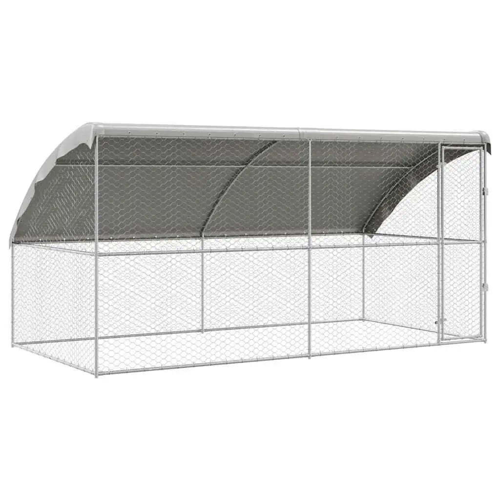 Dog Kennel Outdoor 4 x 2 x 2 m Galvanised Steel Frame 2 Piece