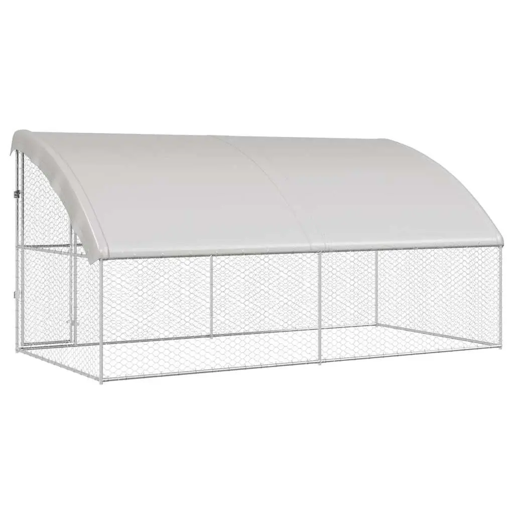 Dog Kennel Outdoor 4 x 2 x 2 m Galvanised Steel Frame 2 Piece