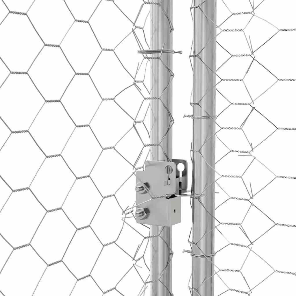 Dog Kennel Outdoor 4 x 2 x 2 m Galvanised Steel Frame 2 Piece