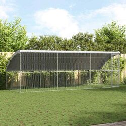 Dog Kennel Silver 3 pcs 6 x 2 x 2 m Galvanised Steel Outdoor