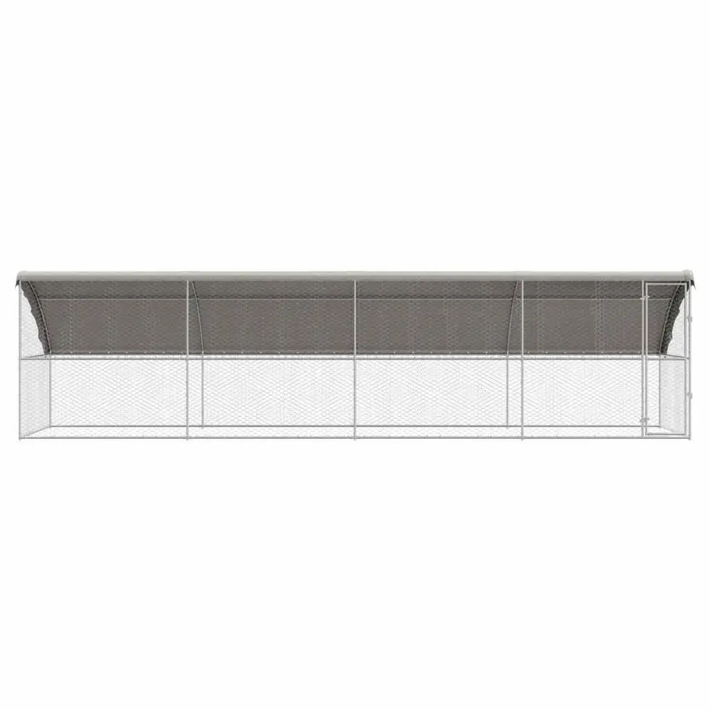 Dog Kennel Outdoor Use 8 x 2 x 2 m Silver 4 Piece Galvanised Steel Run Enclosure