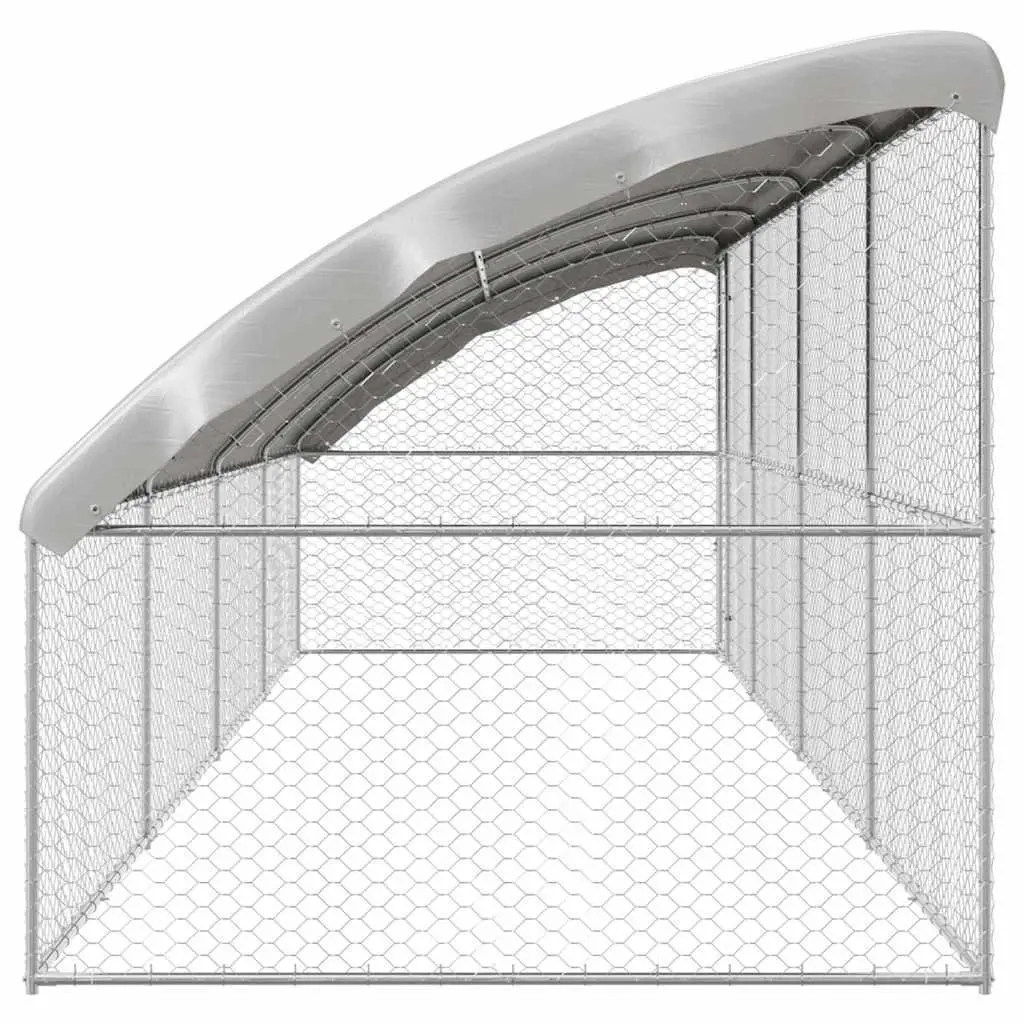 Dog Kennel Outdoor Use 8 x 2 x 2 m Silver 4 Piece Galvanised Steel Run Enclosure