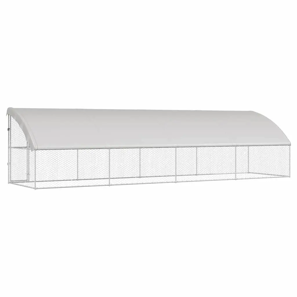 Dog Kennel Outdoor Use 8 x 2 x 2 m Silver 4 Piece Galvanised Steel Run Enclosure