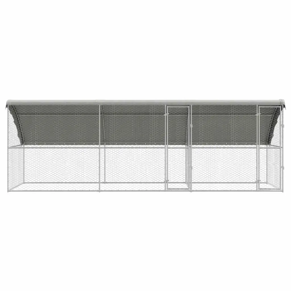 Dog Kennel Outdoor 6 x 2 x 2 m 3 Piece Galvanised Steel Pet Run Enclosure