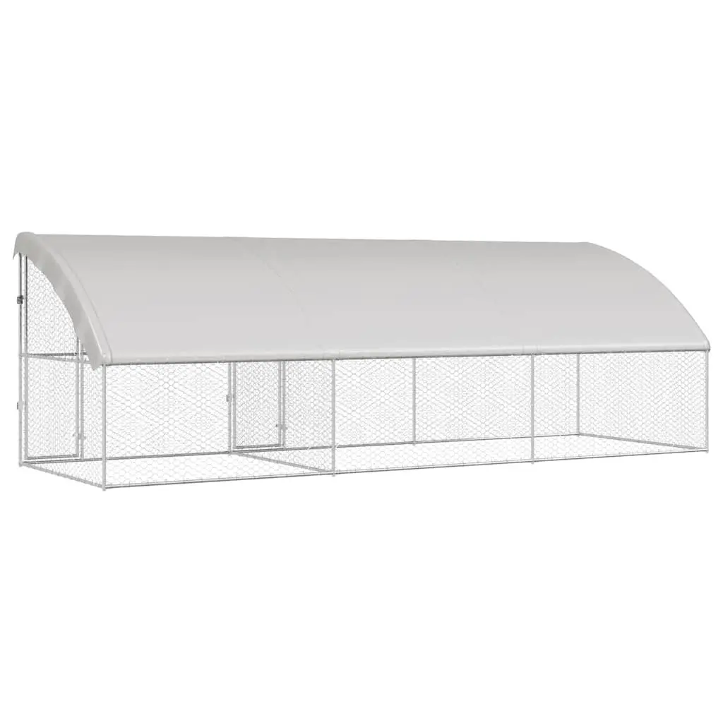 Dog Kennel Outdoor 6 x 2 x 2 m 3 Piece Galvanised Steel Pet Run Enclosure