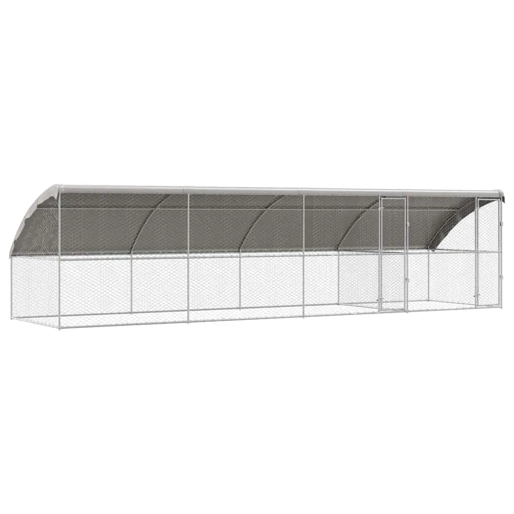 Dog Kennel 4 pcs Silver 8 x 2 x 2 m Outdoor Pet Run Enclosure Galvanised Steel