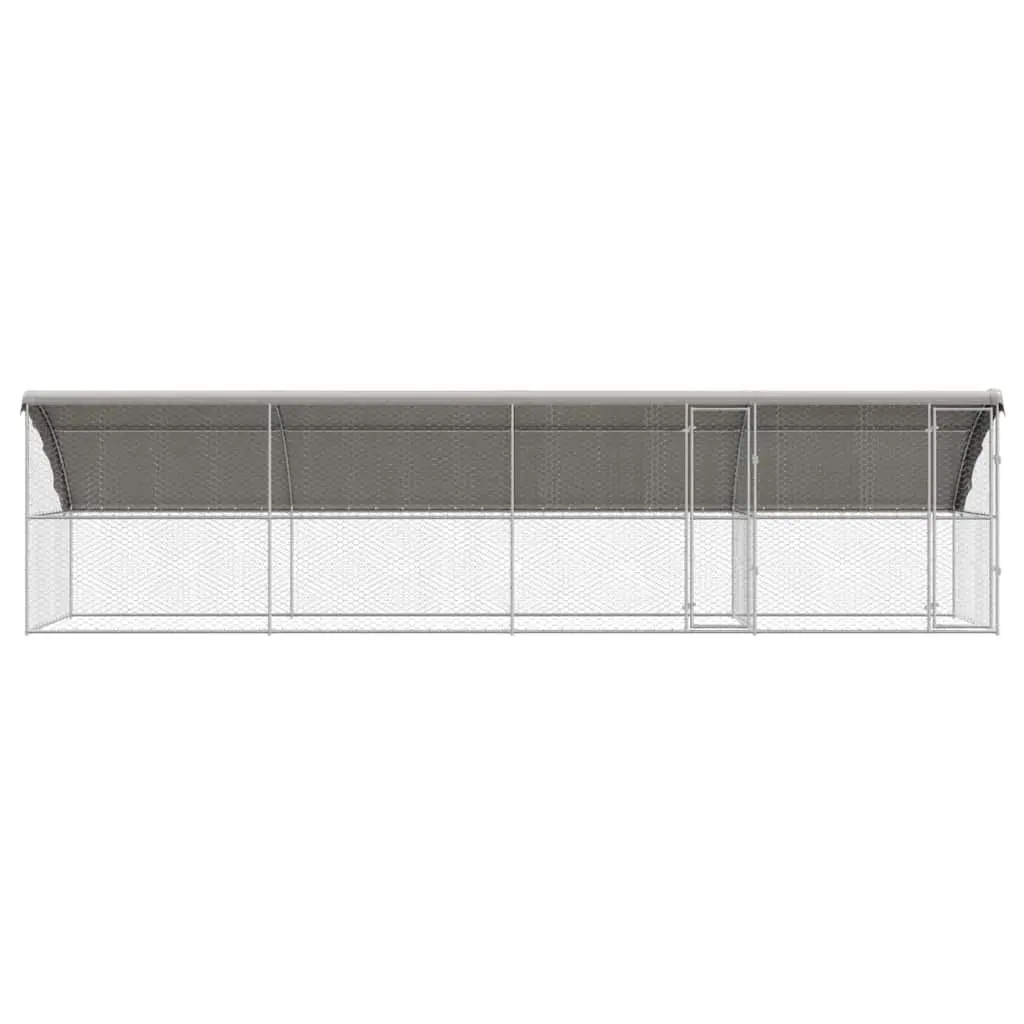 Dog Kennel 4 pcs Silver 8 x 2 x 2 m Outdoor Pet Run Enclosure Galvanised Steel
