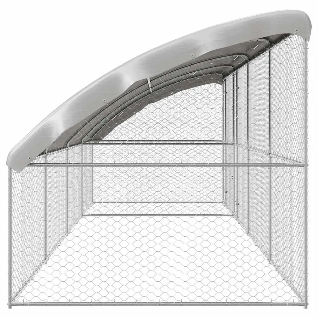 Dog Kennel 4 pcs Silver 8 x 2 x 2 m Outdoor Pet Run Enclosure Galvanised Steel