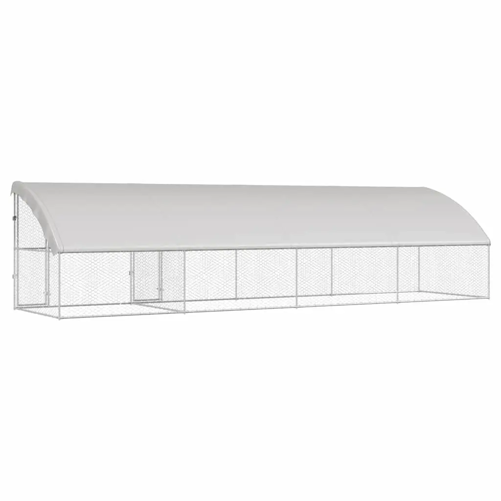 Dog Kennel 4 pcs Silver 8 x 2 x 2 m Outdoor Pet Run Enclosure Galvanised Steel