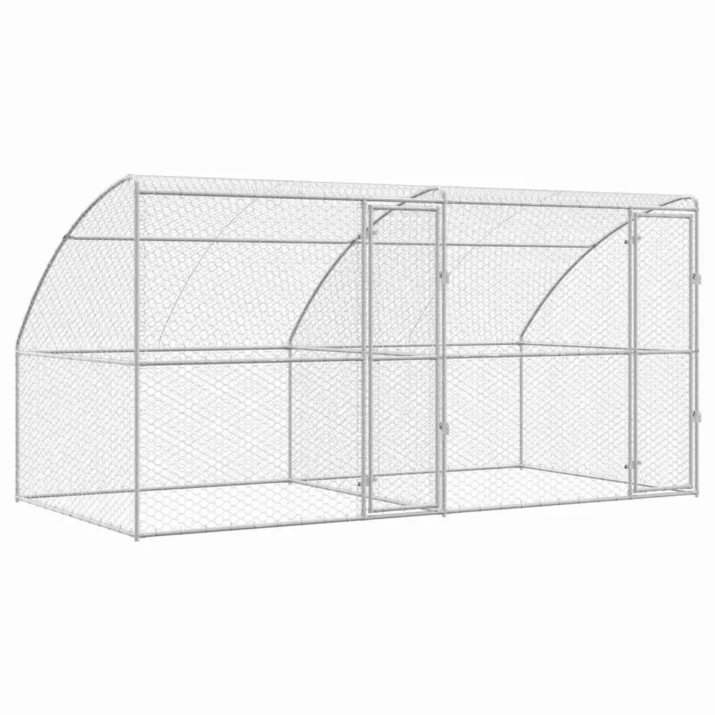 Dog Kennel 2 pcs Silver 4 x 2 x 2 m Outdoor Pet Run Shelter Lockable Mesh